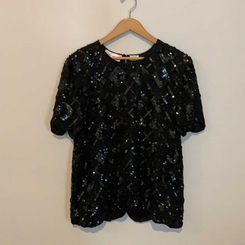 Night vogue vintage sequins top NWT